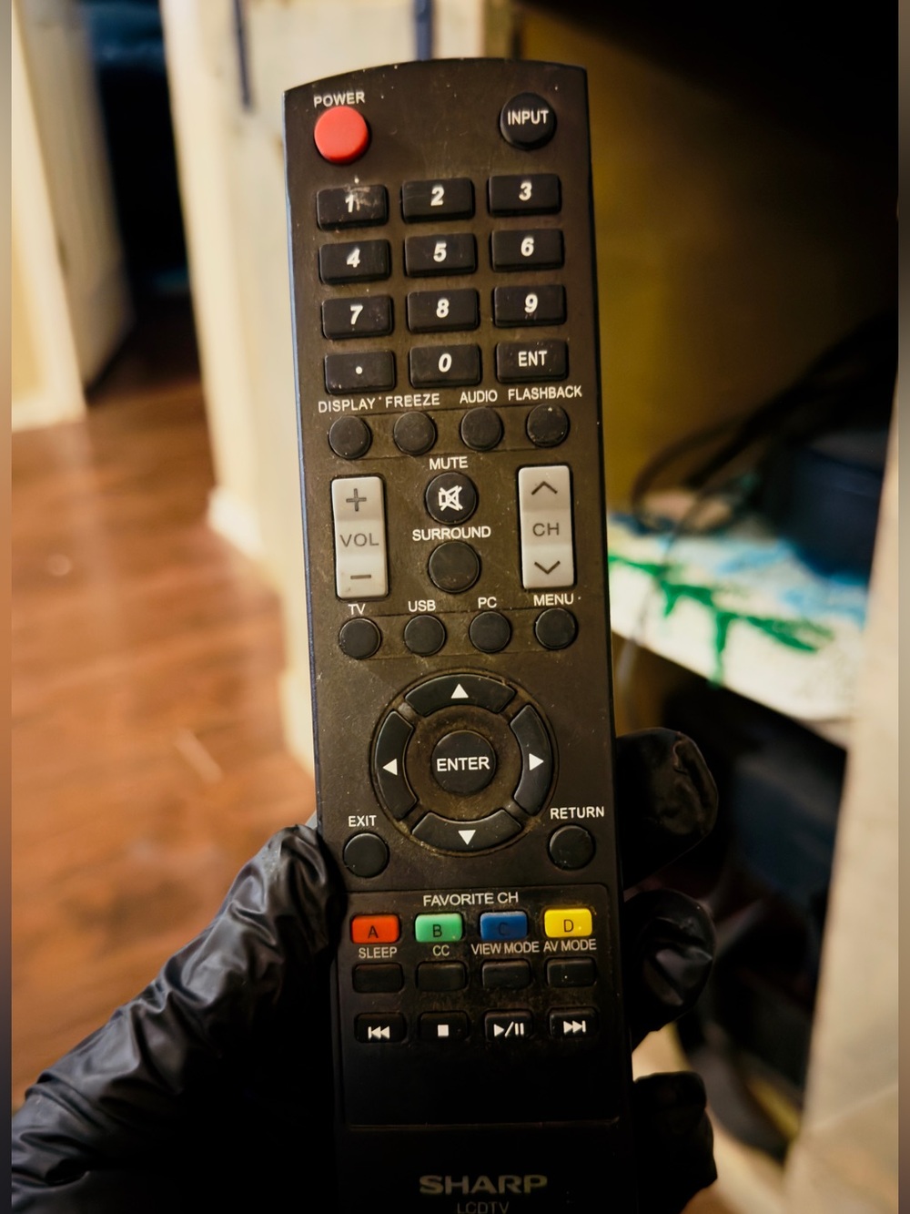 Sharp TV Remote Control - Black with Red Power Button